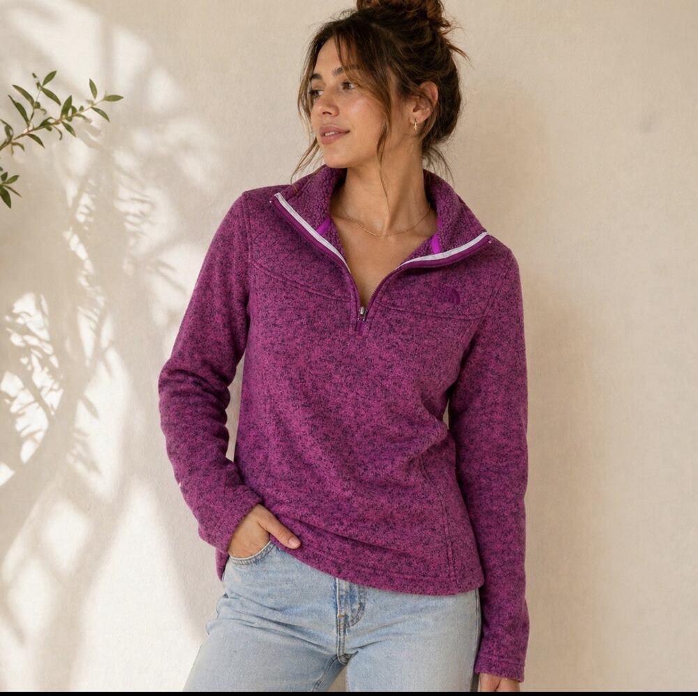 The North Face Cozy Quarter Zip Fleece Pullover Purple Heather Wmn Sm Athleisure